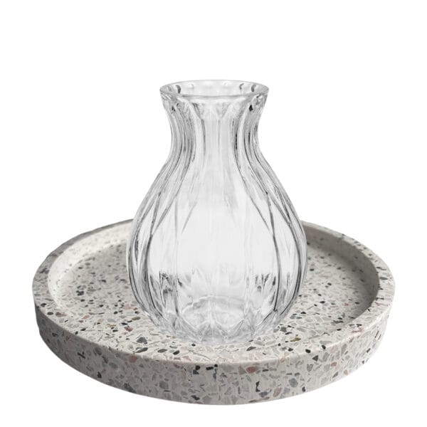 Kit Decoração Moderna | Vaso Decorativo em Vidro e Bandeja Mármore Terrazzo 4 Kit Decoração Moderna
